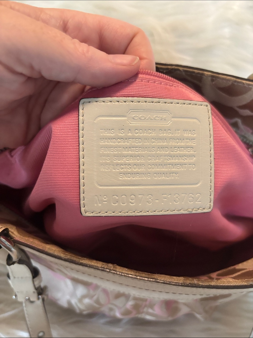 Coach Signature Canvas Tote in Pink and Beige with White Trim 2009 - Picture 2 of 9